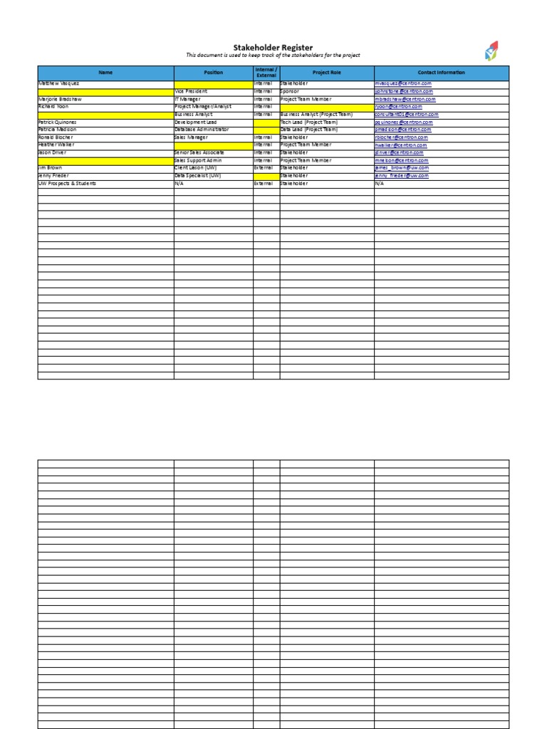 Stakeholder Register for Project Management | PDF