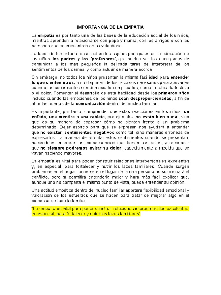 La importancia de la empatía en la educación | PDF