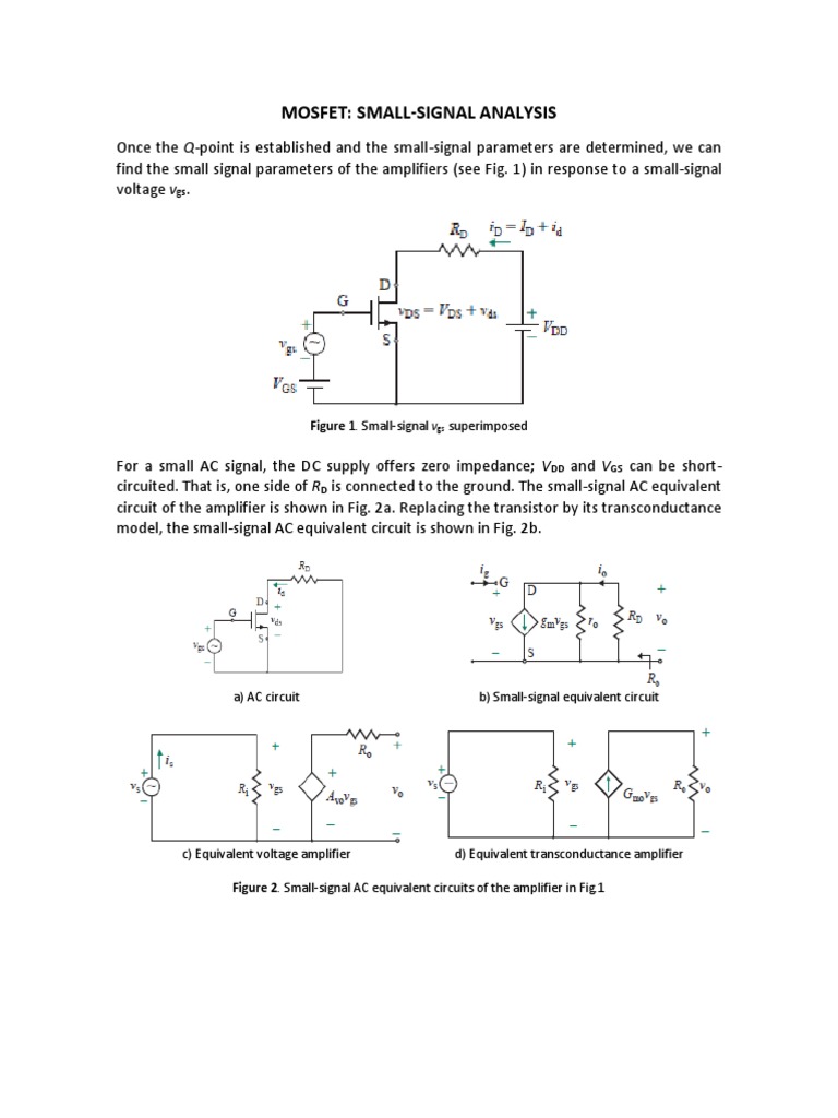 MOSFET Small-Signal Analysis Guide | PDF | Field Effect Transistor ...