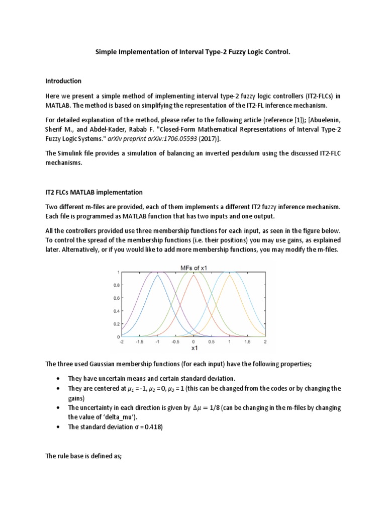 Interval Type-2 Fuzzy Logic Control in MATLAB | PDF | Fuzzy Logic | Matlab