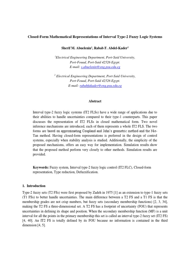 Closed-Form Mathematical Representations of Interval Type-2 Fuzzy Logic ...