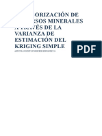 Categorización de Recursos Minerales A Través de La Varianza de Estimación Del Kriging Simple