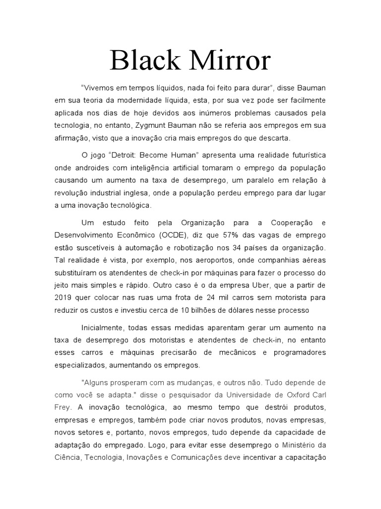 Black Mirror Na Redação - Studessa | PDF | Inovação | Inteligência ...