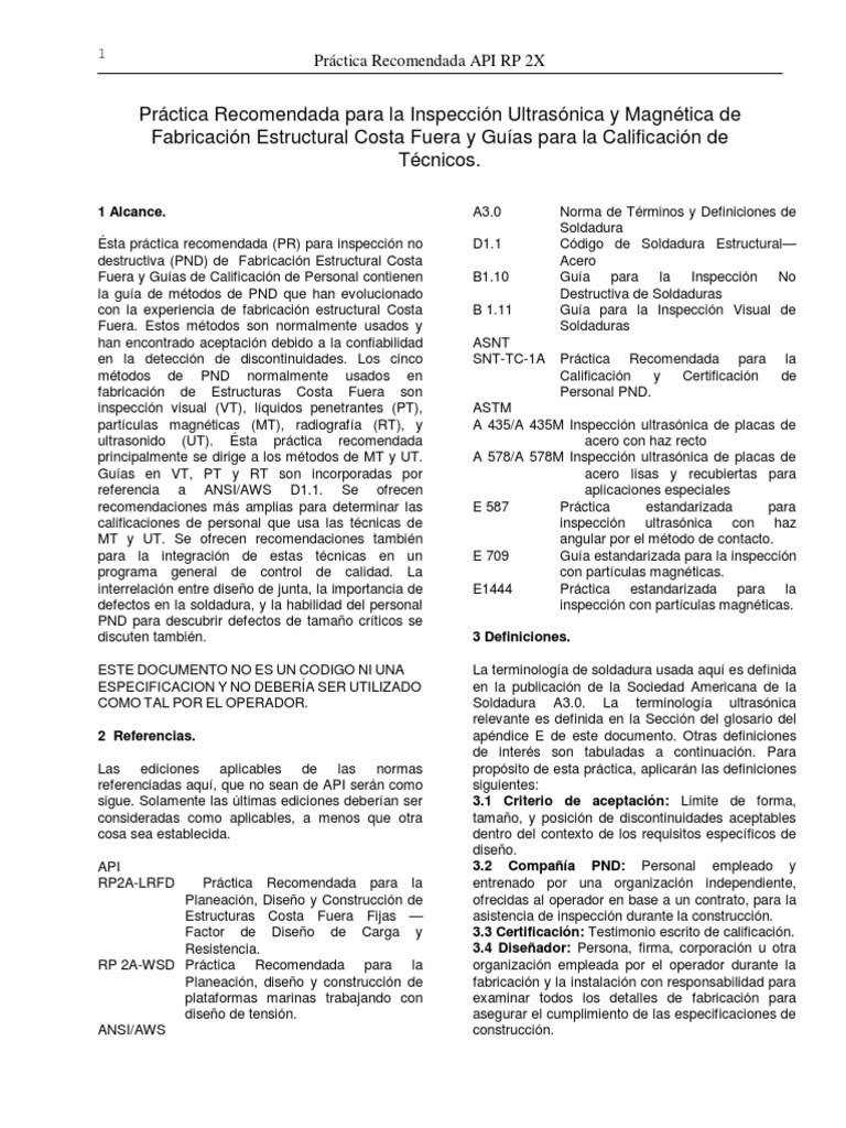 Práctica Recomendada API RP 2X | PDF | Prueba (evaluación) | Soldadura