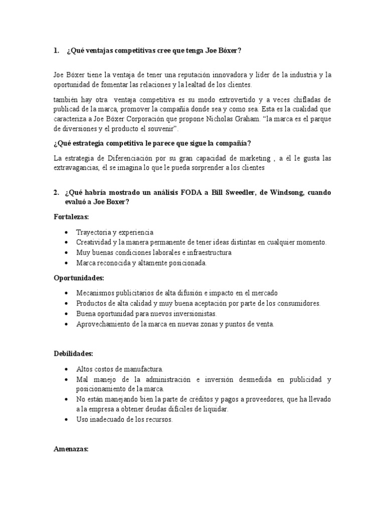 Caso Práctico Joe Boxer Corporation (Resuelto) PDF Marca Marketing