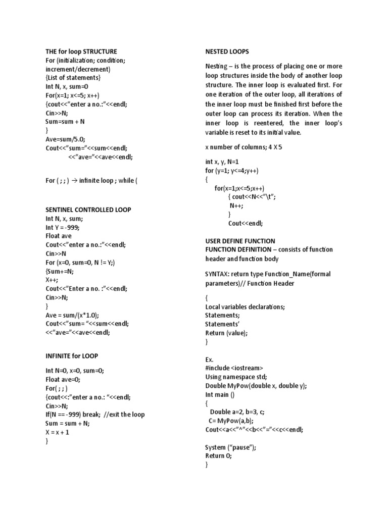 For Loop Structures in C++ | PDF | Control Flow | Programming Paradigms