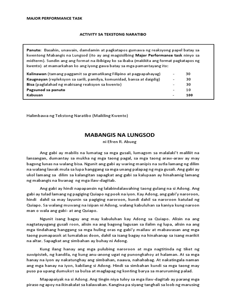 Major Performance Task PDF | PDF