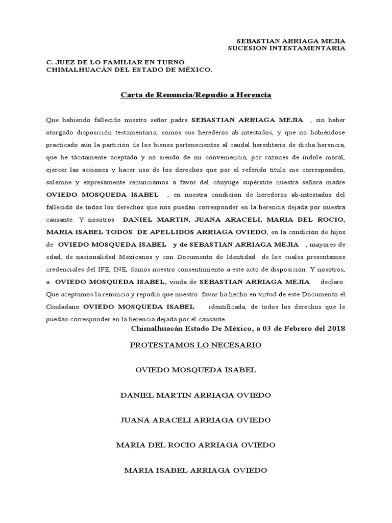 Ejemplo Carta De Herencia Modelo De Informe Images An vrogue.co