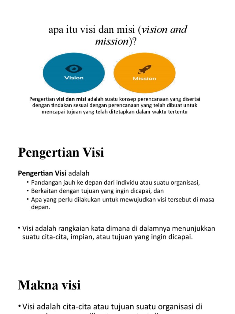 Apa Itu Visi Dan Misi (Vision and | PDF
