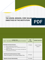 The Vision, Mission, Core Values and Objectives of The Institution