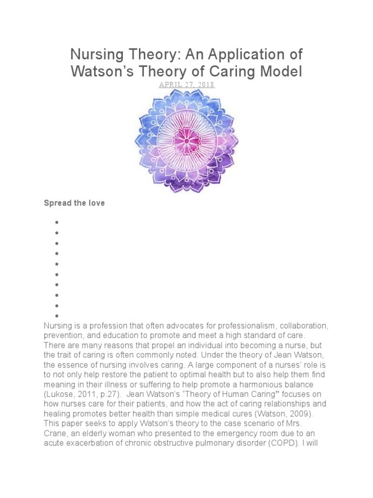 Nursing Theory: An Application of Watson's Theory of Caring Model | PDF ...