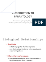 Introduction To Parasitology: Pamanatasan NG Lungsod NG Maynila Modified By: Maria Cielo B. Malijan, MD, DPPS, FPSDBP