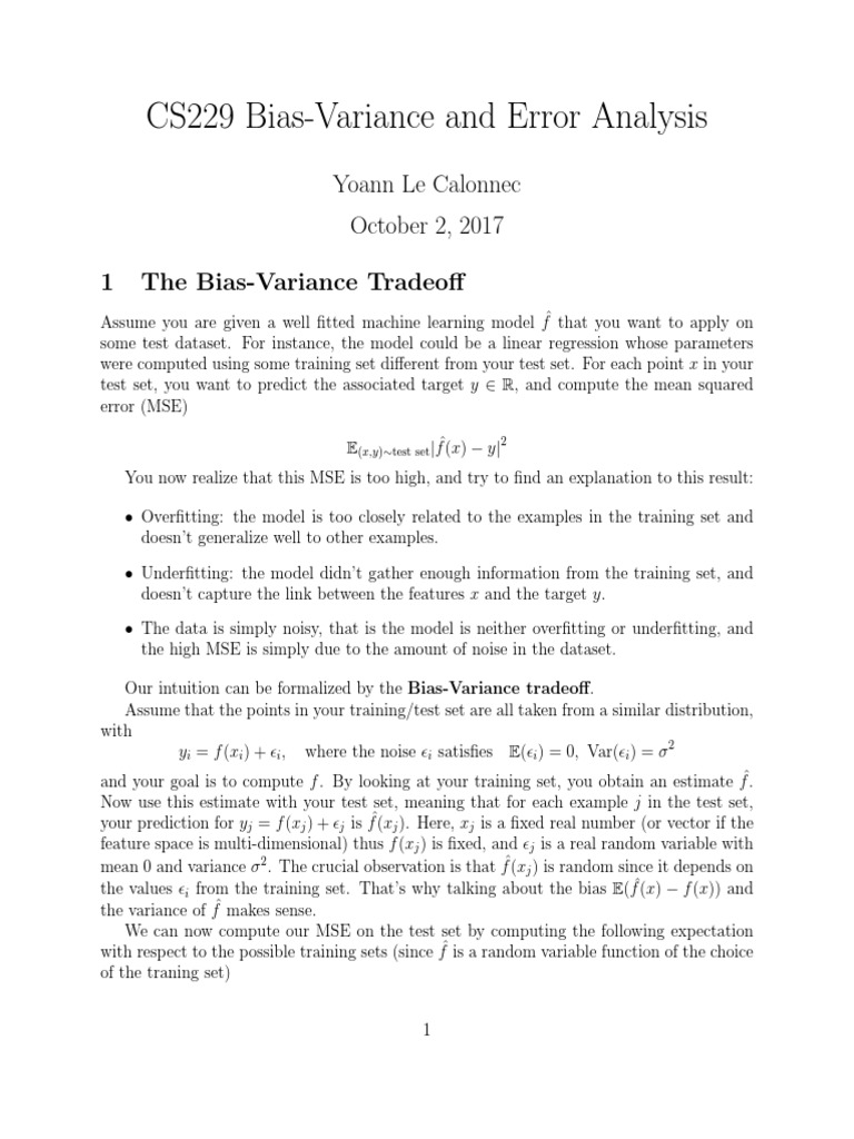 Bias-Variance Tradeoff in ML Models | PDF | Mean Squared Error | Bias ...
