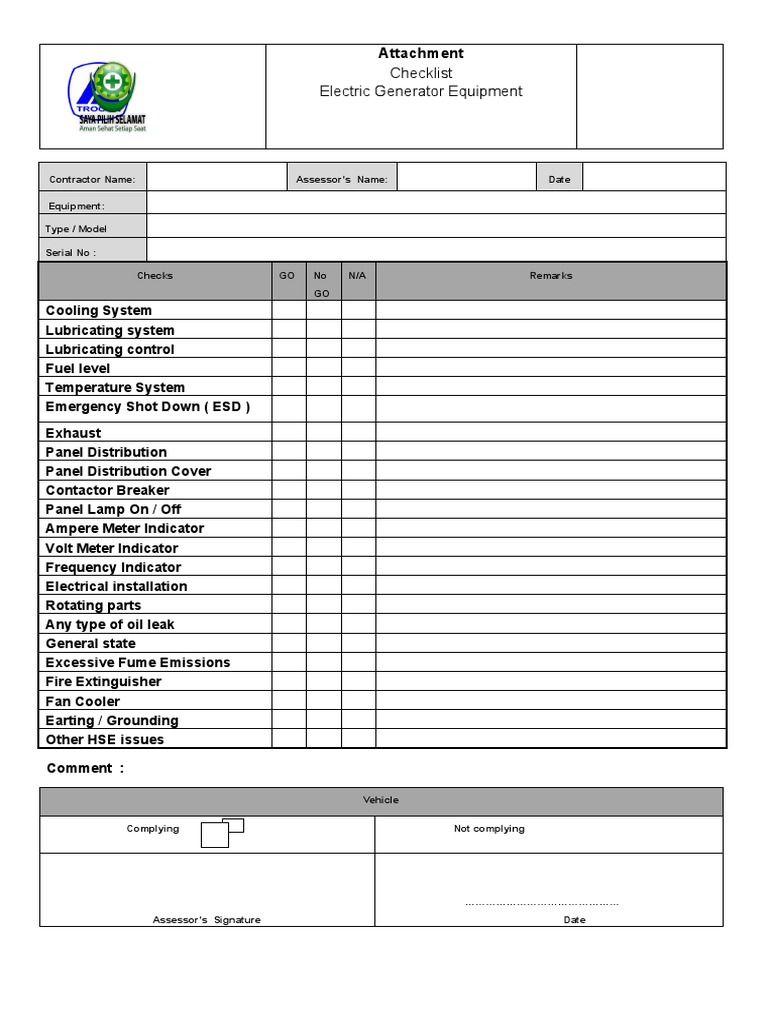 Genset Daily Checklist Template | PDF