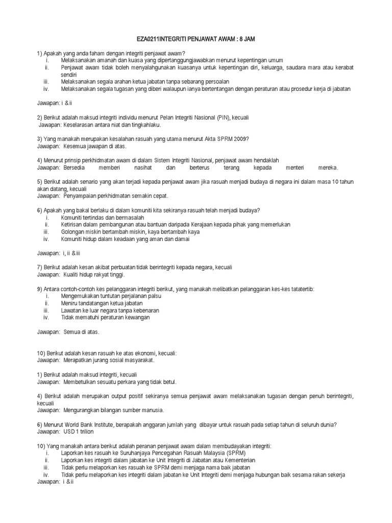 Assessment Integriti Penjawat Awam