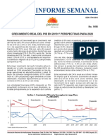 Informe Semanal: Crecimiento Real Del Pib en 2019 Y Perspectivas para 2020