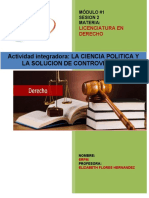 Actividad Integradora: LA CIENCIA POLITICA Y La Solucion de Controvercias