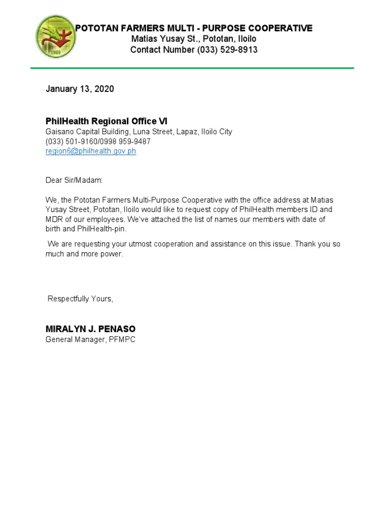 Request for PhilHealth Member IDs | PDF