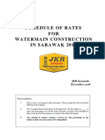 Schedule of Rates For Watermain Construction in Sarawak 2018