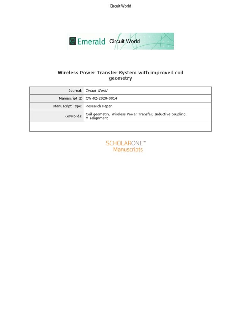 Improved Wireless Power Transfer Coils | PDF | Inductor | Electronic ...