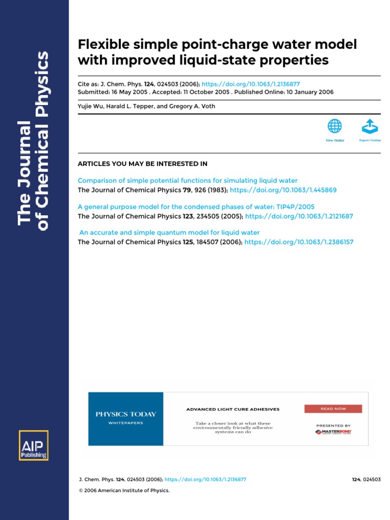 Wu Et Al. - 2006 - Flexible Simple Point-Charge Water Model With Impr ...
