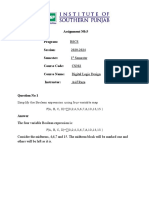 Assignment N0:5 Program: Session: 2020-2024 Semester: 1 Course Code: CS302 Course Name: Digital Logic Design Instructor: Asif Raza