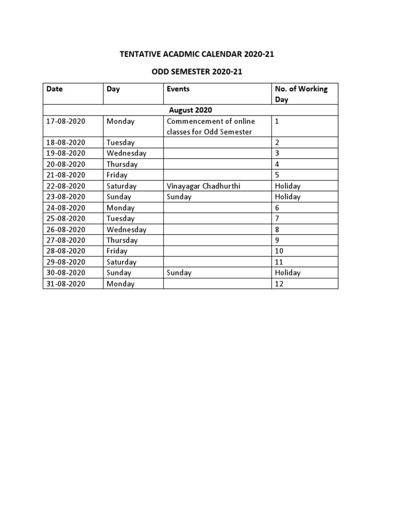Academic Calendar 202021 Revised PDF Academic Term