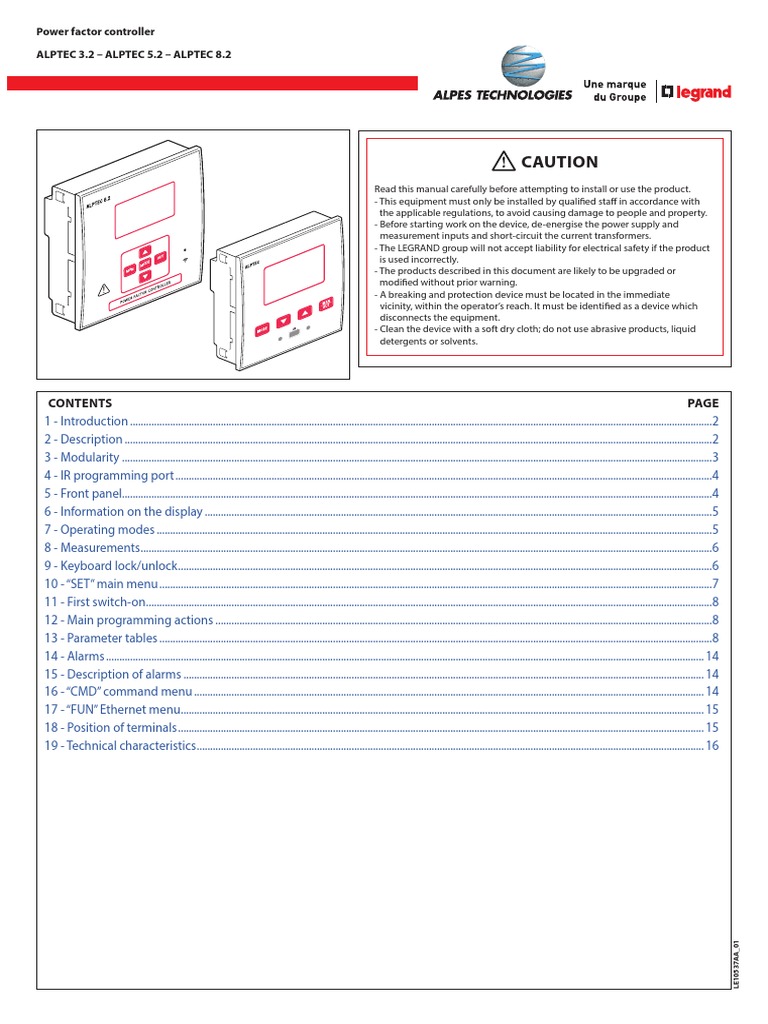 ALPTEC 8.2 Power Factor Controller Manual | PDF | Relay | Mobile App