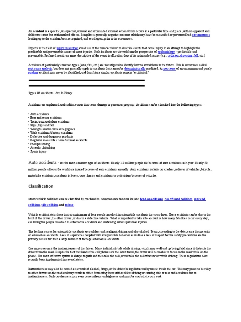 Auto Accidents - : Circumstances | PDF | Traffic Collision | Aircraft ...