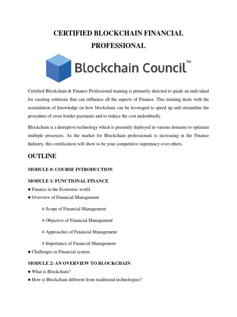 Certified Blockchain Financial Professional | PDF