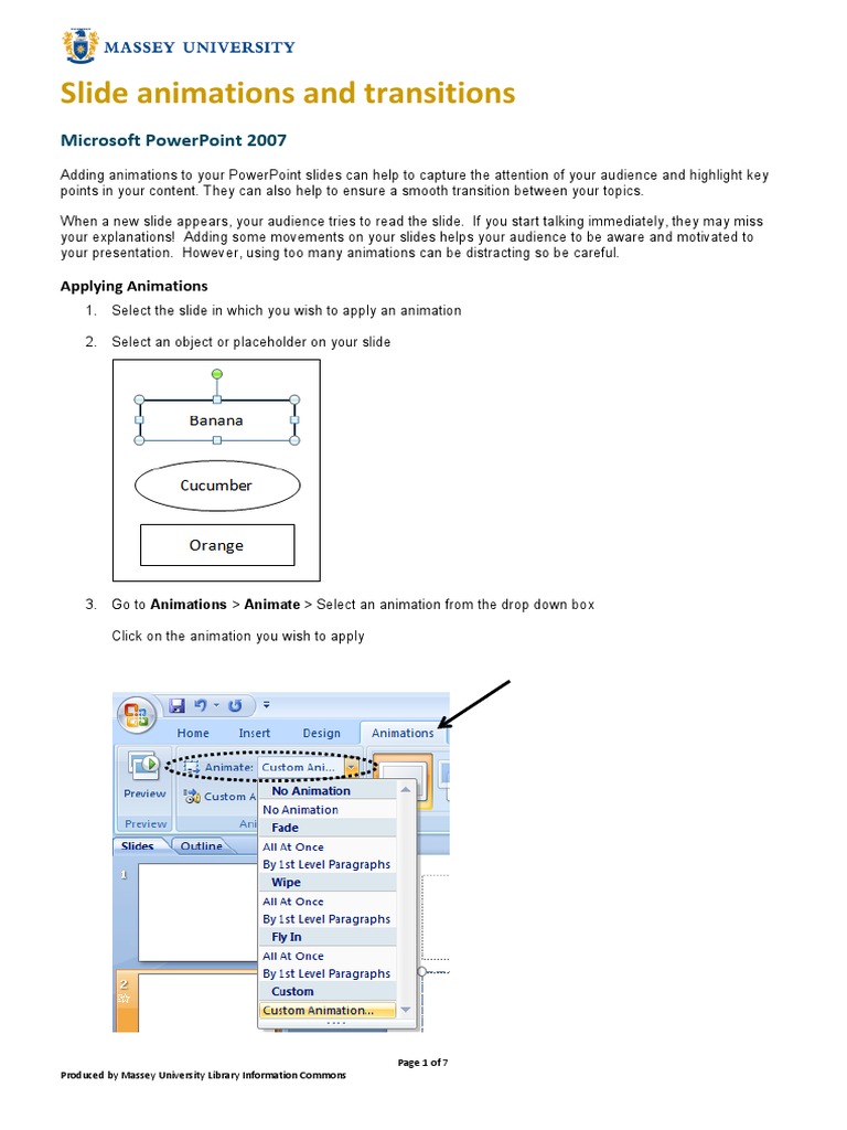 PowerPoint 2007 Animations & Transitions Guide | PDF | Microsoft Power ...