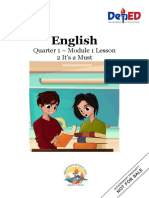English: Quarter 1 - Module 1 Lesson 2 It's A Must