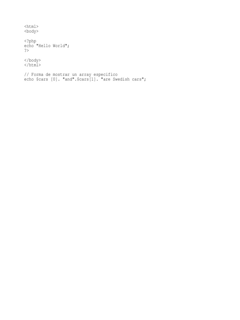 PHP Code for Displaying Cars Array | PDF