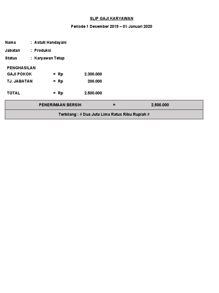 Slip Gaji Walet