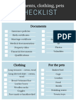 Document, Pets and Clothing Checklist
