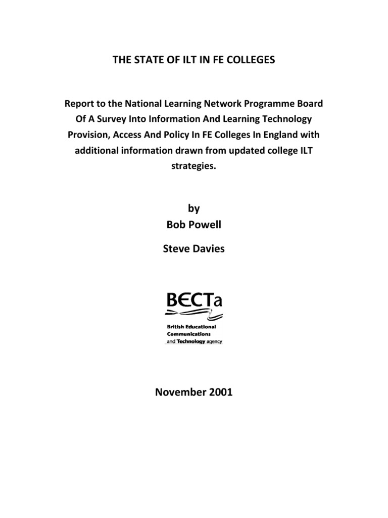 2001 ILT in FE Report | PDF | Internet | Random Access Memory