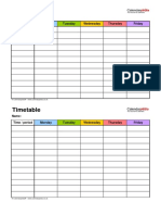 Timetable: Name: Time / Period Monday Tuesday Wednesday Thursday Friday