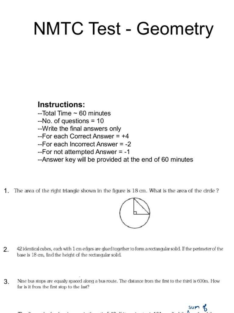 NMTC Test - Geometry: Instructions | PDF