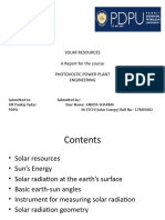 Solar Resources A Report For The Course Photovoltic Power Plant Engineering
