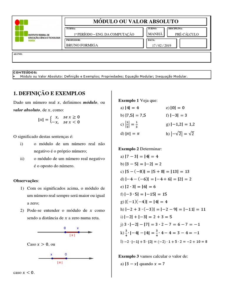 02 - Módulo Ou Valor Absoluto | PDF | Equações | Álgebra
