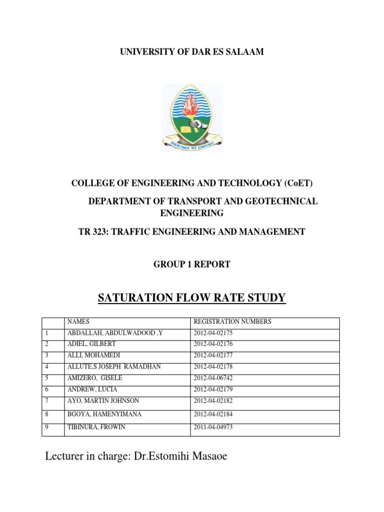 Saturation Flow Rate Study | PDF | Intersection (Road) | Traffic