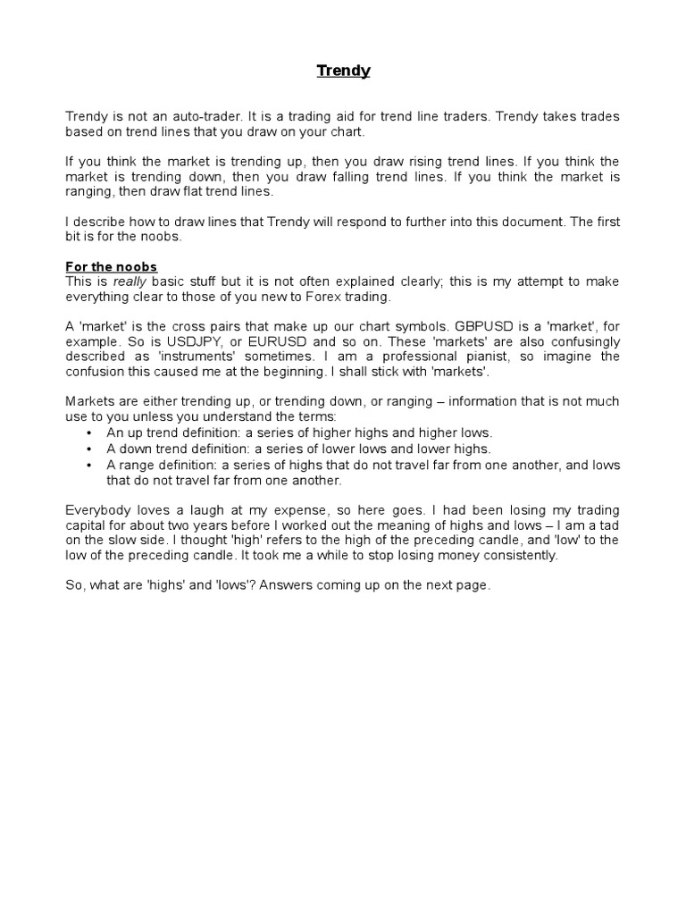 Trendy: For The Noobs | PDF | Order (Exchange) | Business