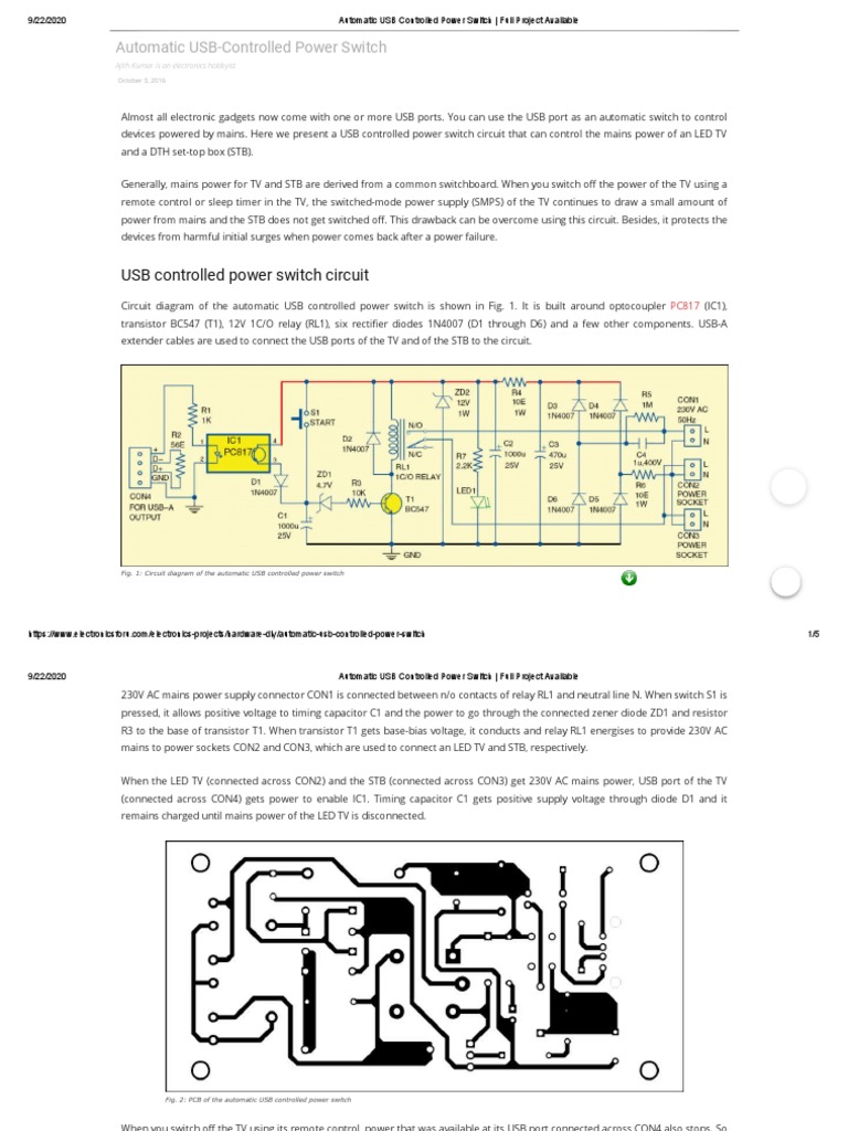USB Automatic Power Switch Project | PDF | Electronic Circuits | Switch
