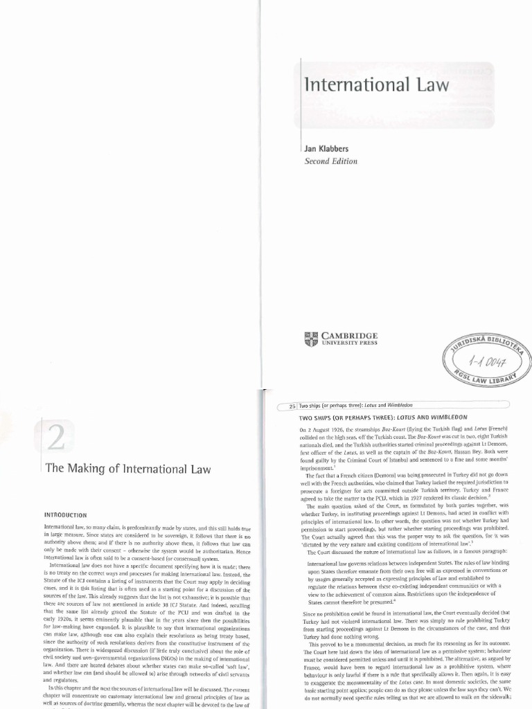 INTERNATIONAL LAW FOUNDATIONS THE LOTUS AND WIMBLEDON CASES ESTABLISH