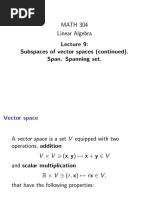 MATH 304 Linear Algebra Lecture 9 - Subspaces of Vector Spaces (Continued) - Span. Spanning Set PDF