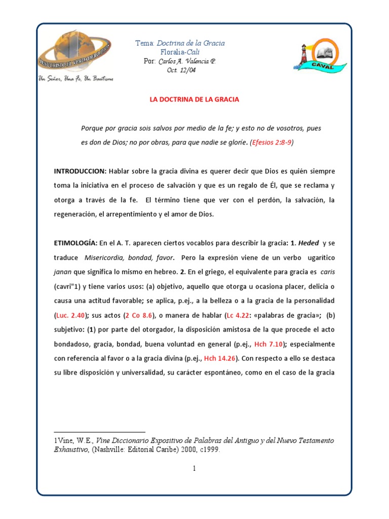 Doctrina de la Gracia en la Biblia | PDF | Gracia en el cristianismo ...