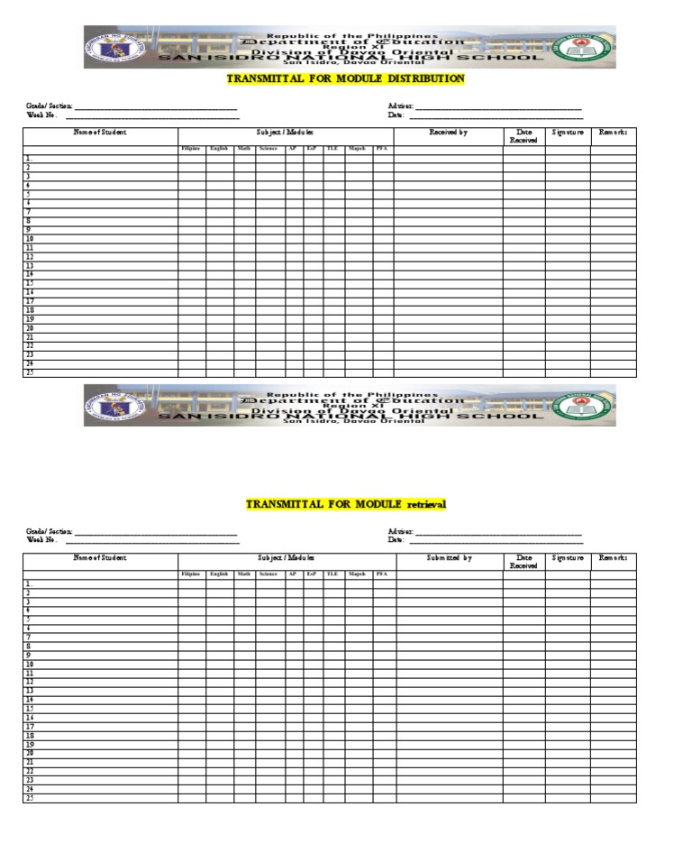 Module Distribution and Retrieval Form | PDF