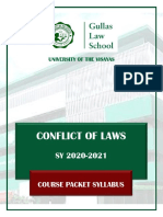 UV GLS Course Packet Syllabus of Atty Chevrolie E. Maglasang-Isoto - Conflict of Laws AY 2020-2021 PDF