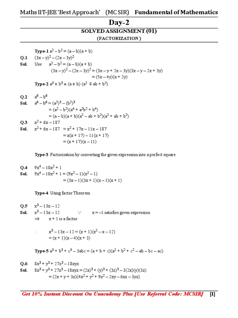 Maths IIT-JEE Best Approach' (MC SIR) Fundamental of Mathematics | PDF ...