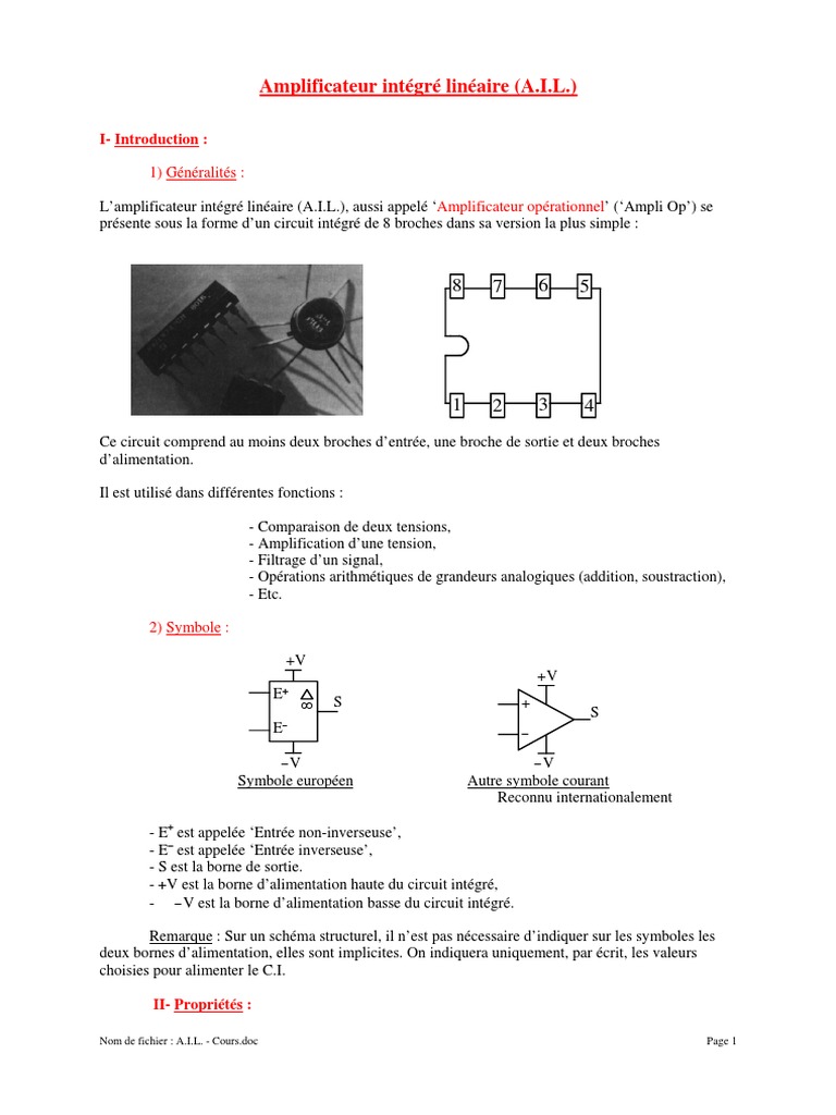 Amplificateur Intégré Linéaire (A.I.L.) PDF Amplificateur — free download
